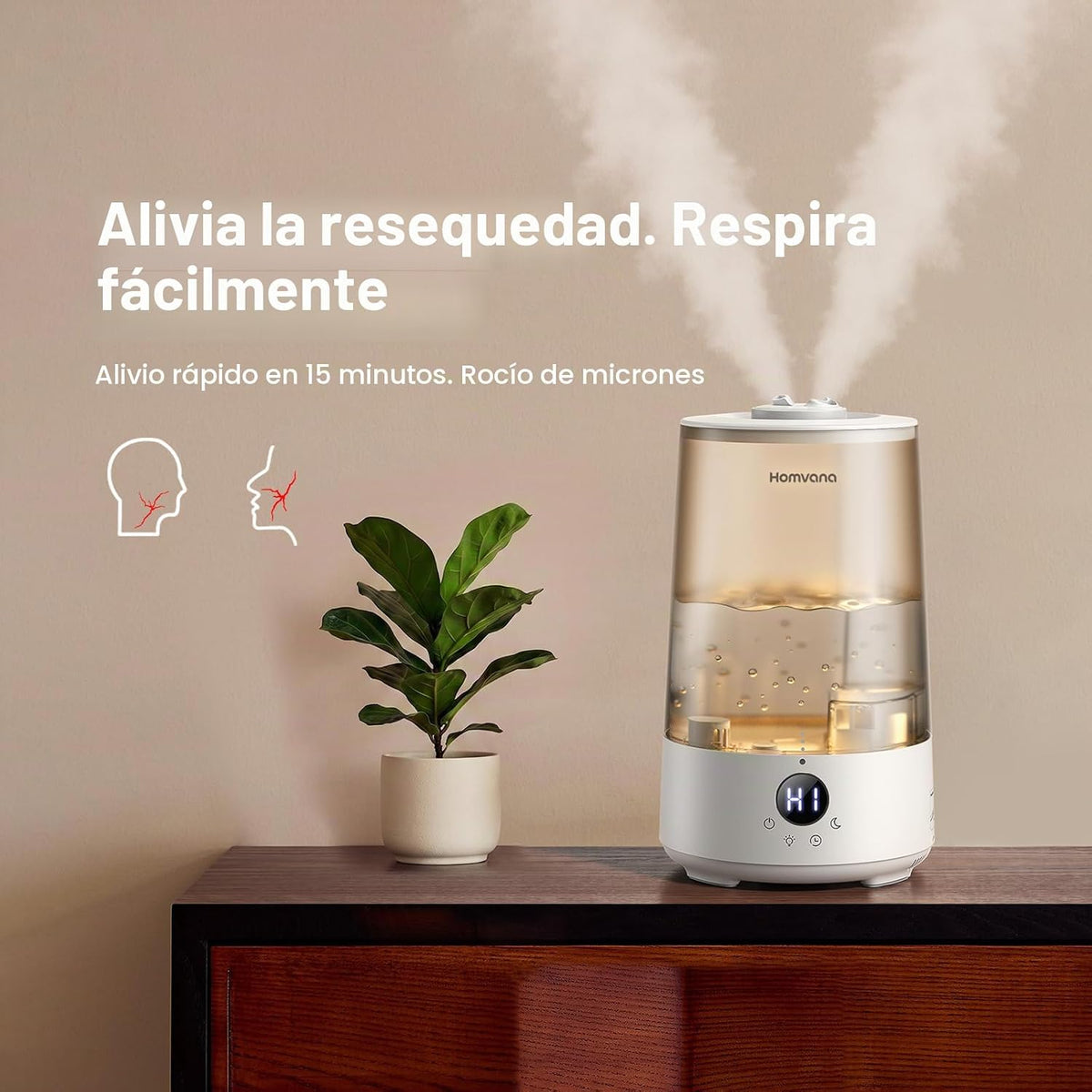 Homvana Humidificadores para dormitorio y hogar, 3.6 L de llenado s...