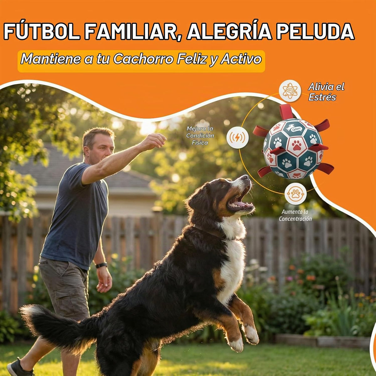 QDAN Juguete grande para perros al aire libre, pelota de fútbol con...