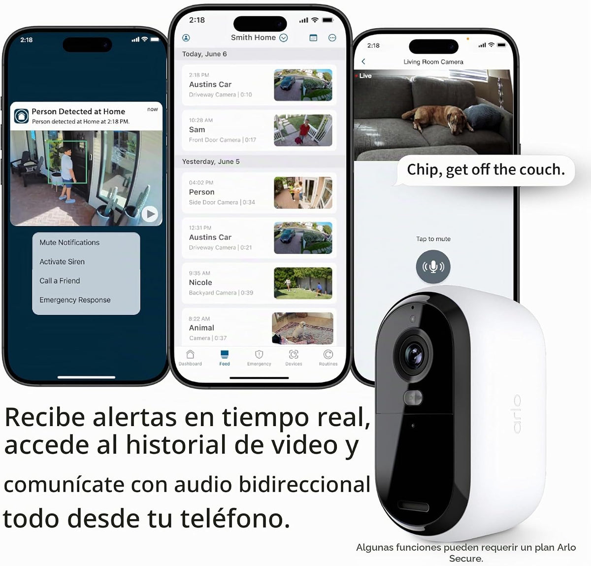 Cámara de seguridad Arlo Essential 1080p HD, para interiores y exte...
