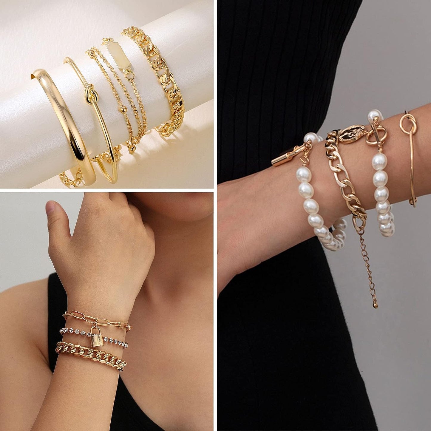 IFKM Juego de joyas chapadas en oro para mujer, collares de múltipl...