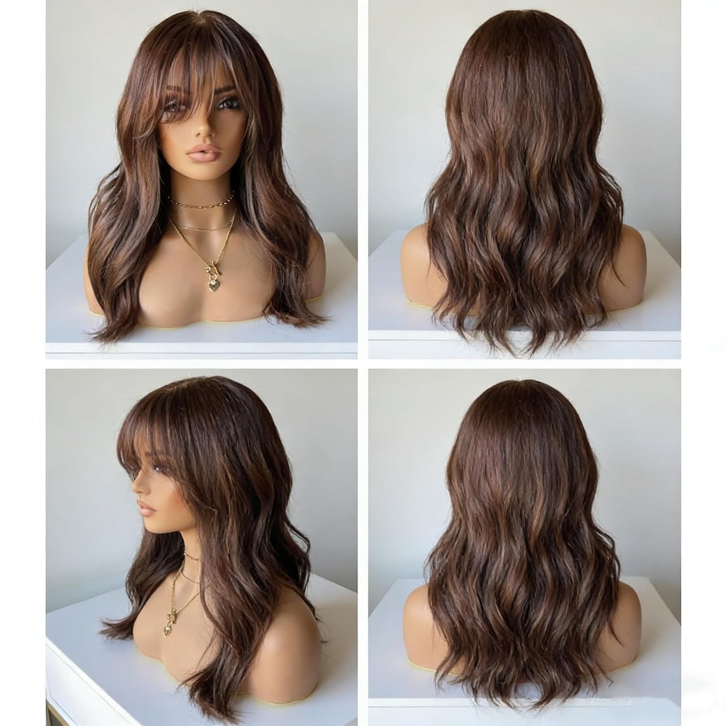 JINXIMEIHE Peluca de cabello humano, marrón chocolate, 22 pulgadas,...