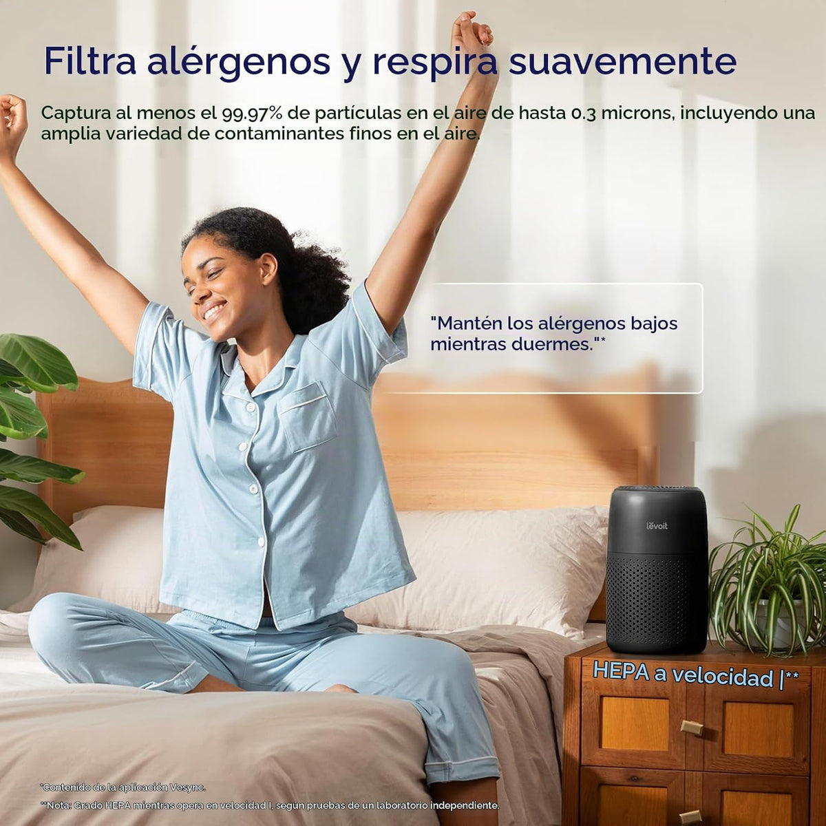 Purificadores de aire LEVOIT para dormitorio y hogar, AHAM VERIFICA...