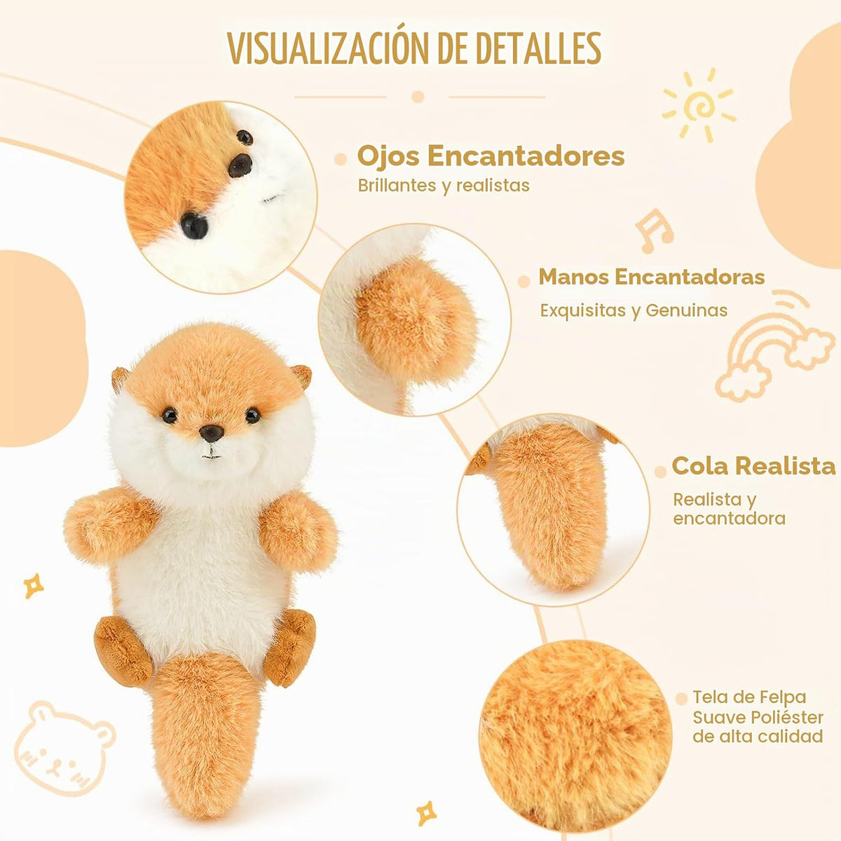 Lindo animal de peluche de nutria de mar suave, regalo para niños d...