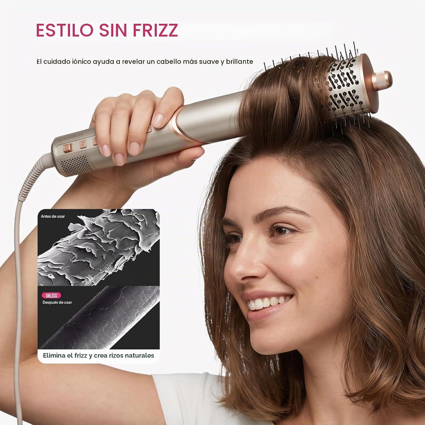 Ukliss Cepillo secador de cabello 8 en 1 y estilizador de aire cali...