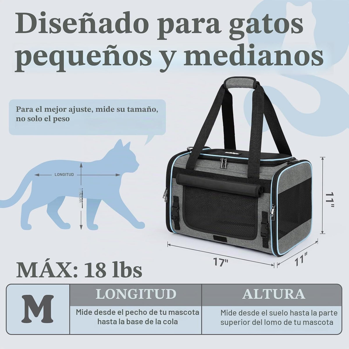 rabbitgoo Transportador de gatos suave con solapa enrollable, segur...