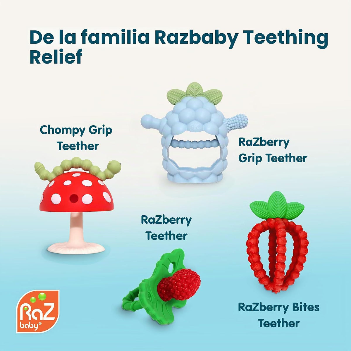 RaZbaby - Mordedor de silicona suave para bebés de 3 meses o más, c...