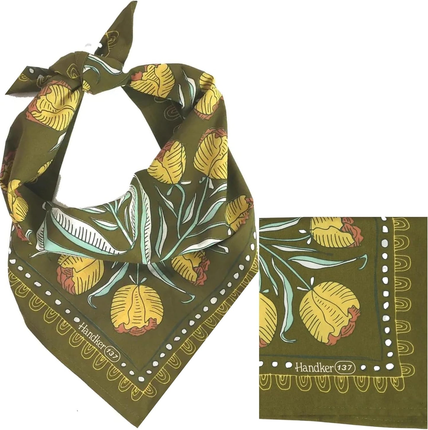 Handker Bandana de algodón prémium de 22 x 22 pulgadas para mujeres...