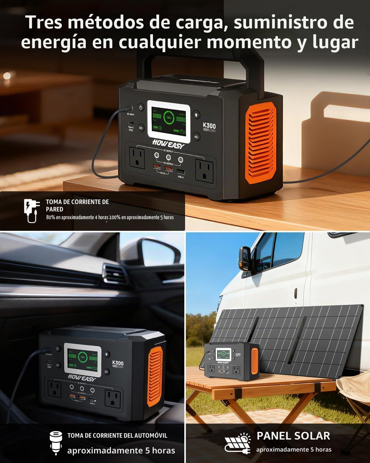 HOWEASY Estación De Energía Portátil 300W,Generador Solar 222Wh | T...