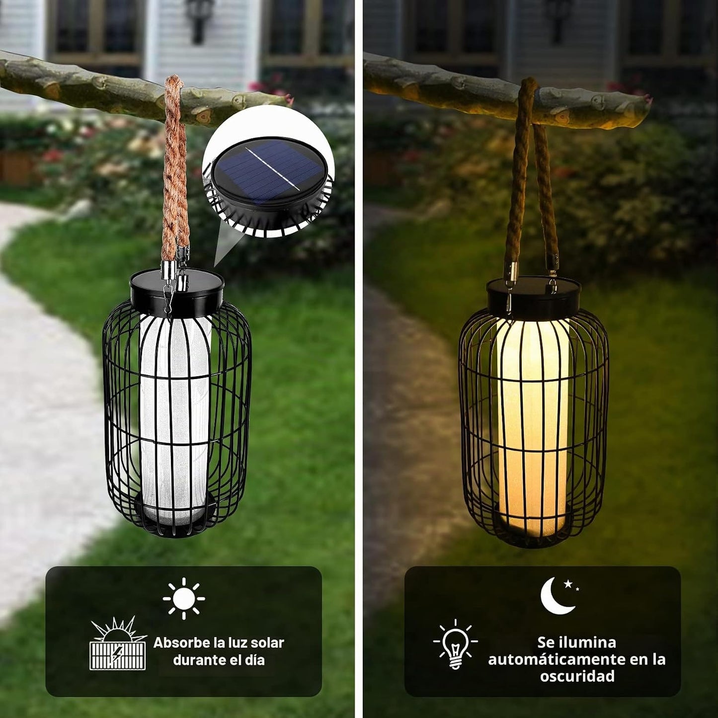 pearlstar Farol grande con energía solar para exteriores, luces col...