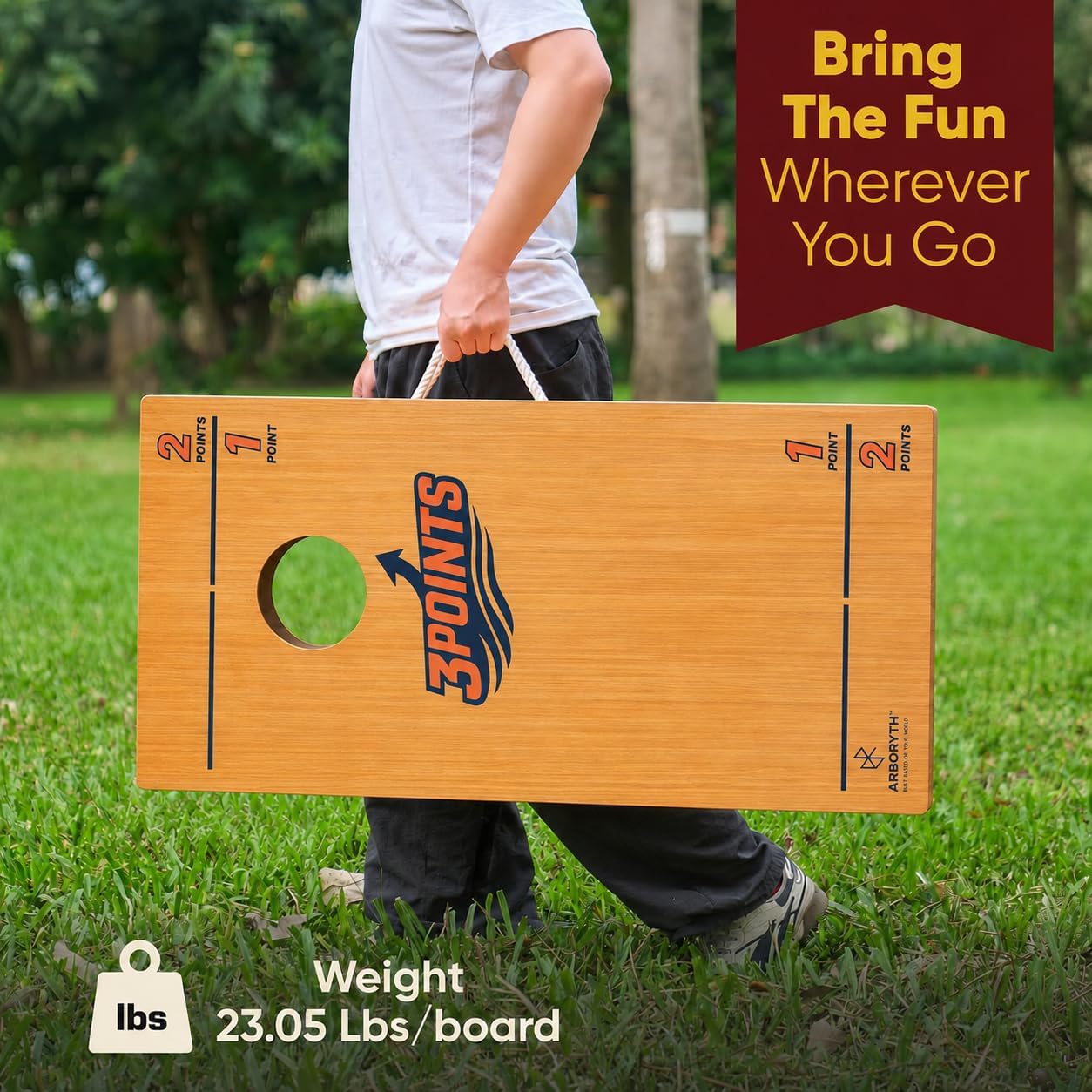 ARBORYTH Juego de tablas de cornhole de madera maciza, natural, 8 b...
