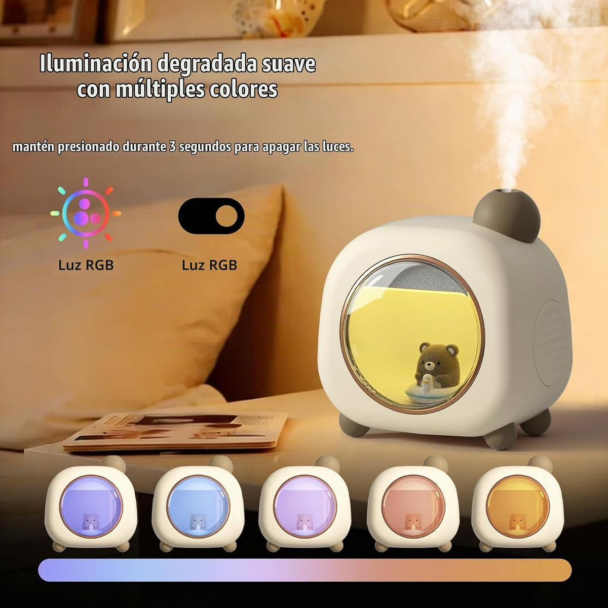 Mini humidificador portátil, 16.9 fl oz de oso de dibujos animados...