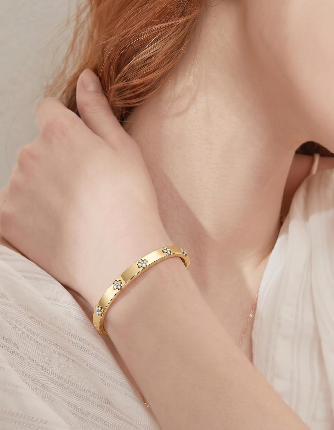 TIMELESSTAR Pulseras de trébol para mujer, hipoalergénicas, moissan...