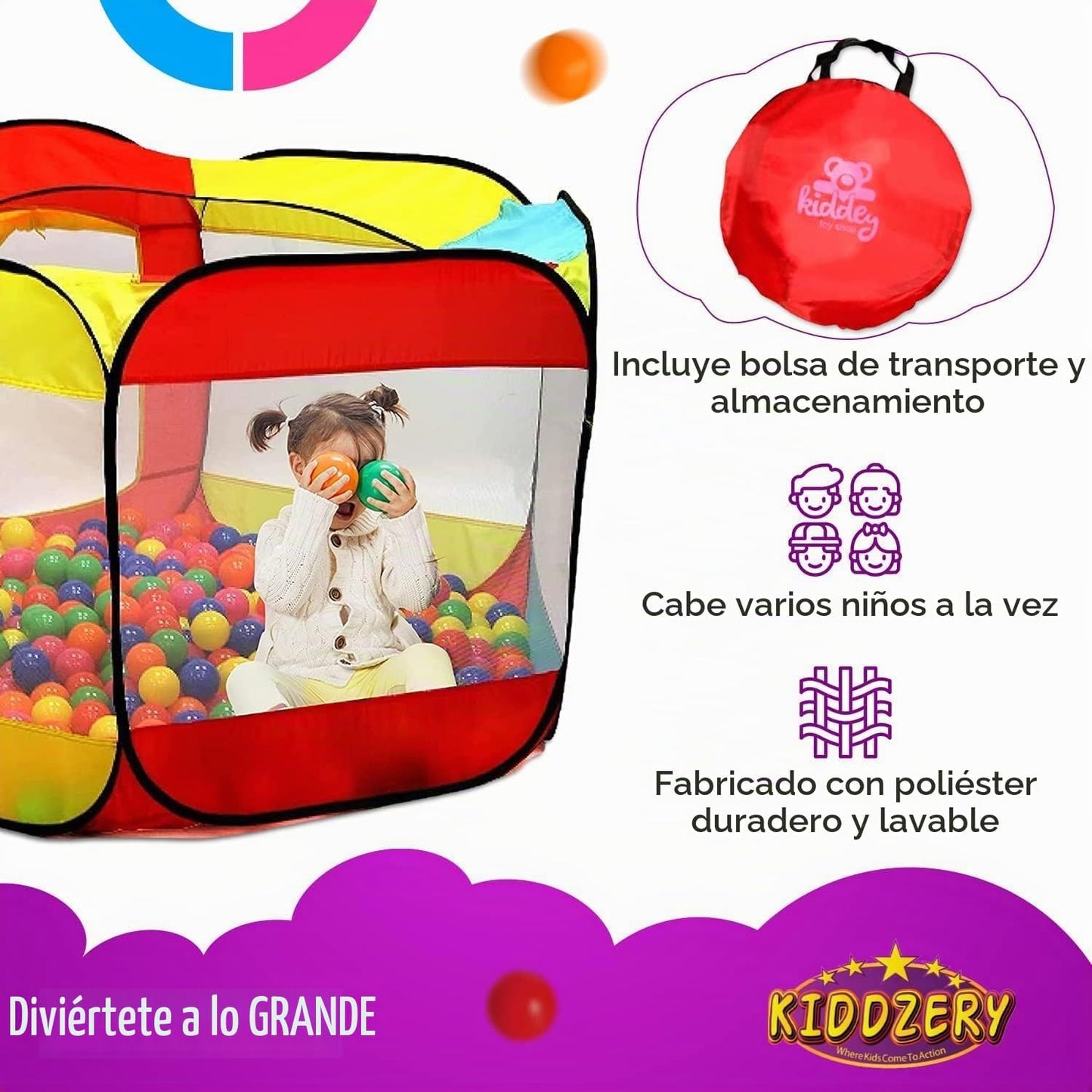 Piscina de pelotas para niños, carpa grande desplegable para niños...