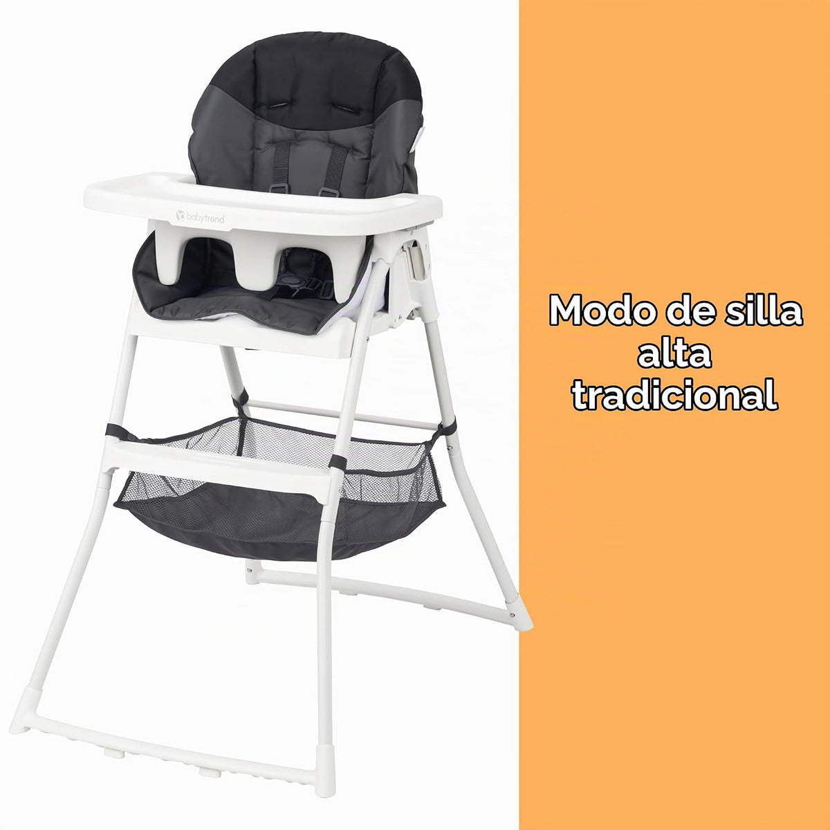 Baby Trend Silla alta con pliegue plano, color negro estelar