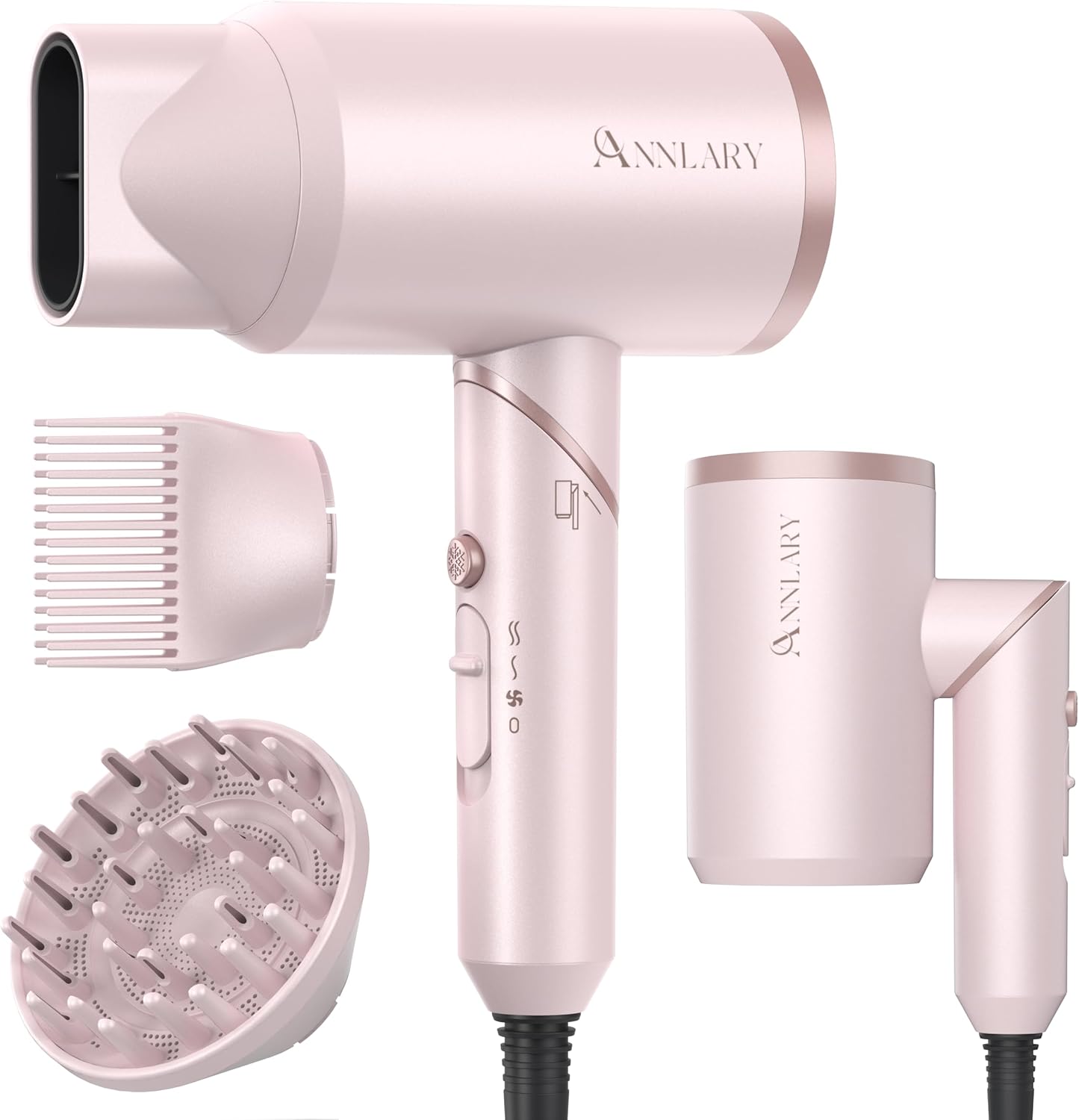 ANNLARY ANNLARY - Secador de pelo con peine, 1800 W con difusor par...