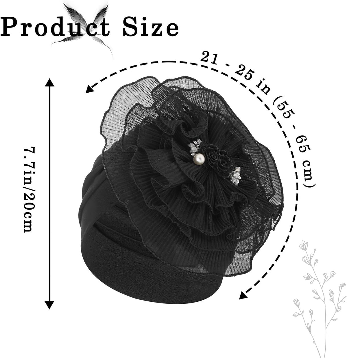 Bohend Gorro de turbantes de flores, nudo de perla, gorro preatado...