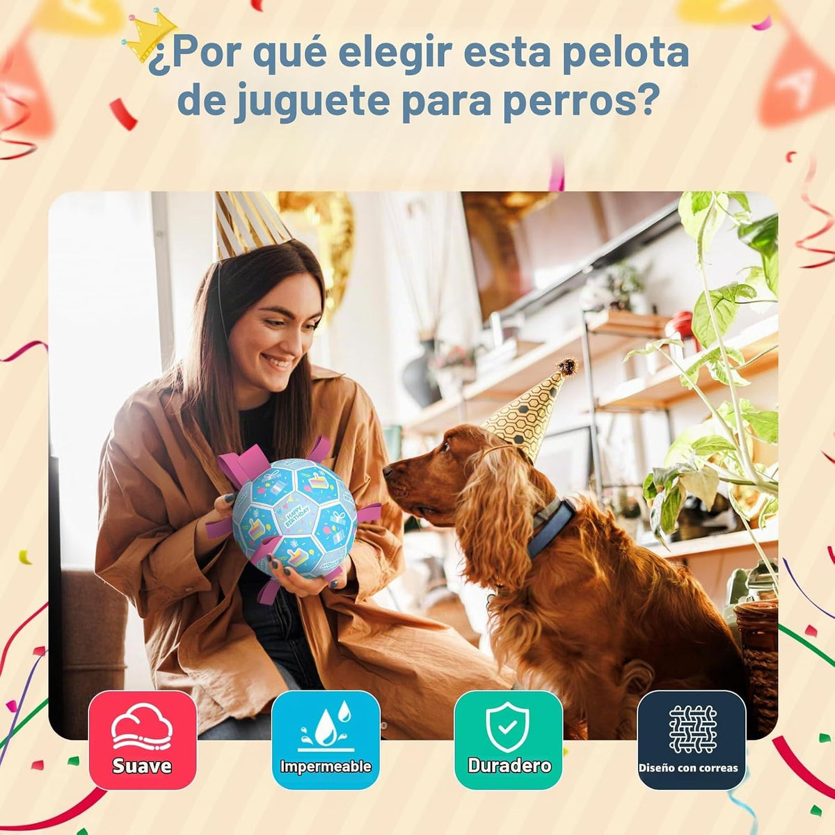 QDAN Juguetes de cumpleaños para perros, regalos de cumpleaños para...