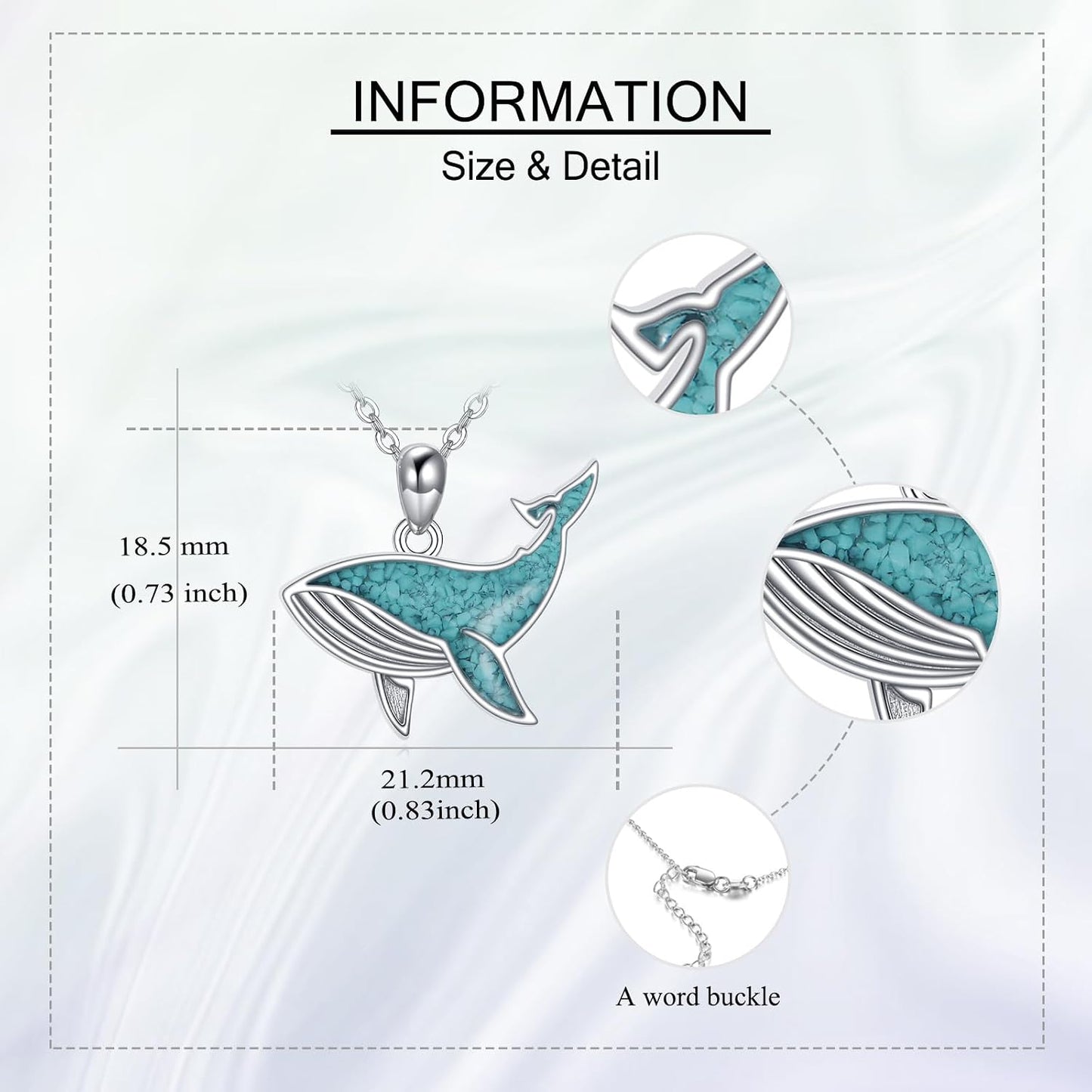 URONE Collar de plata de ley 925 con diseño de animales del océano,...