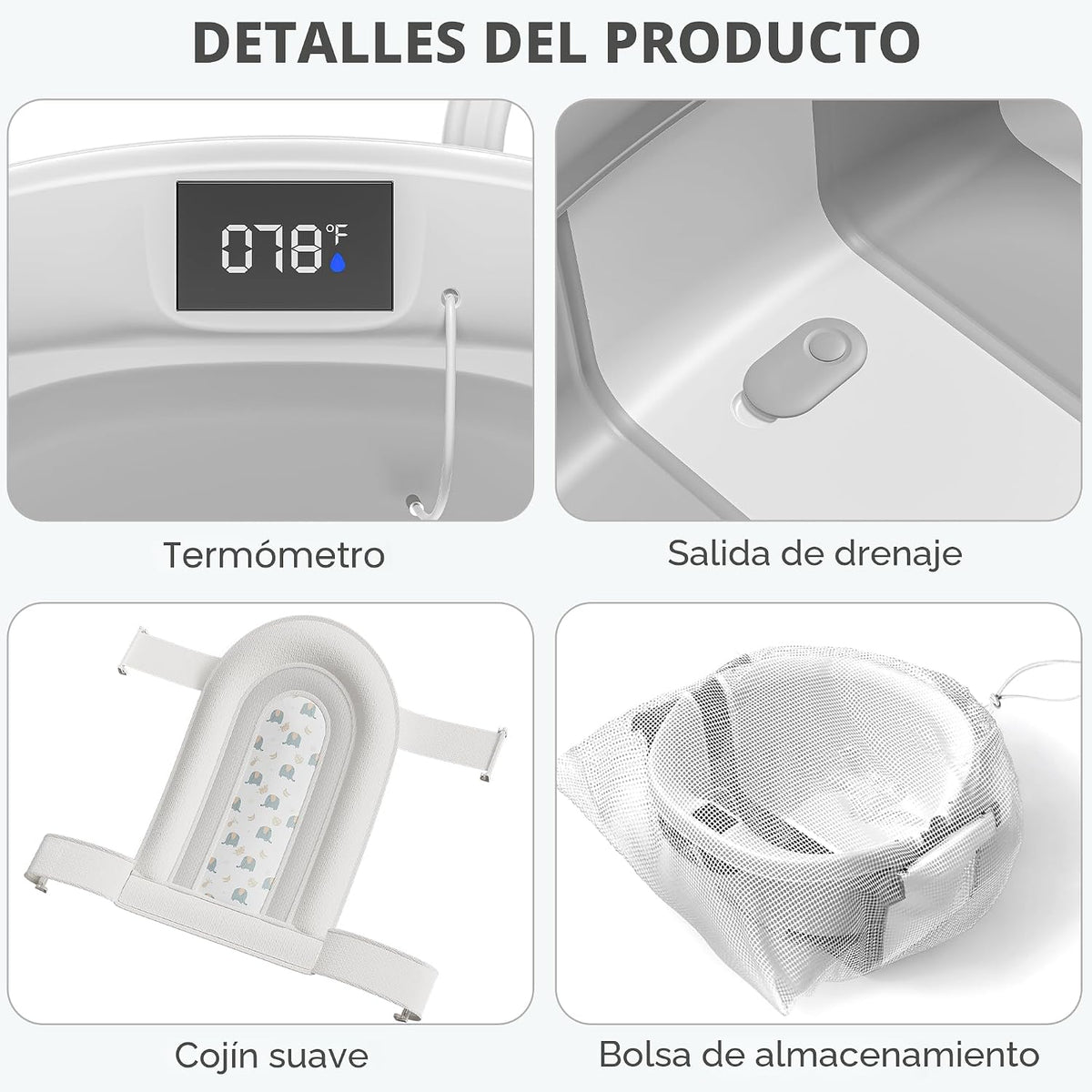 Himold Bañera plegable para recién nacidos a niños pequeños de 0 a...