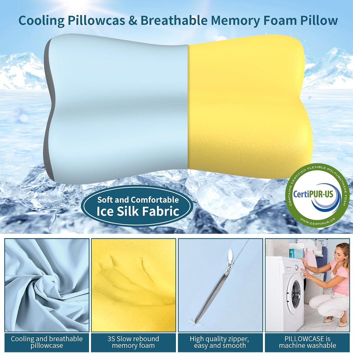 Almohada cervical para el cuello, almohadas de espuma viscoelástica...