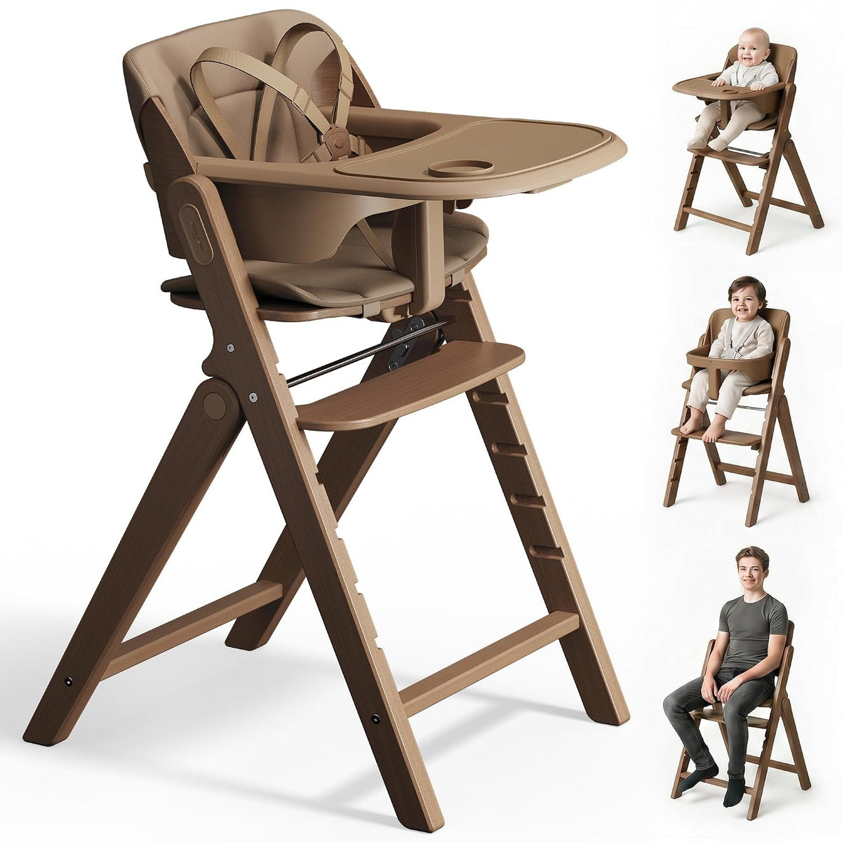 Mamazing GrowPod Pro - Silla alta de madera para bebés de 6 meses a...
