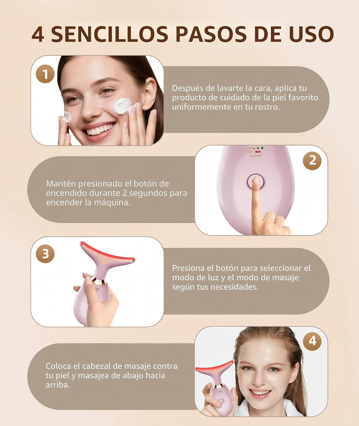 Jobazok Terapia de luz roja para cara y cuello, herramienta de masa...