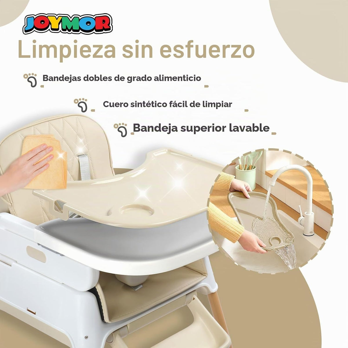 JOYMOR Silla alta 5 en 1 para bebés y niños pequeños, silla alta po...