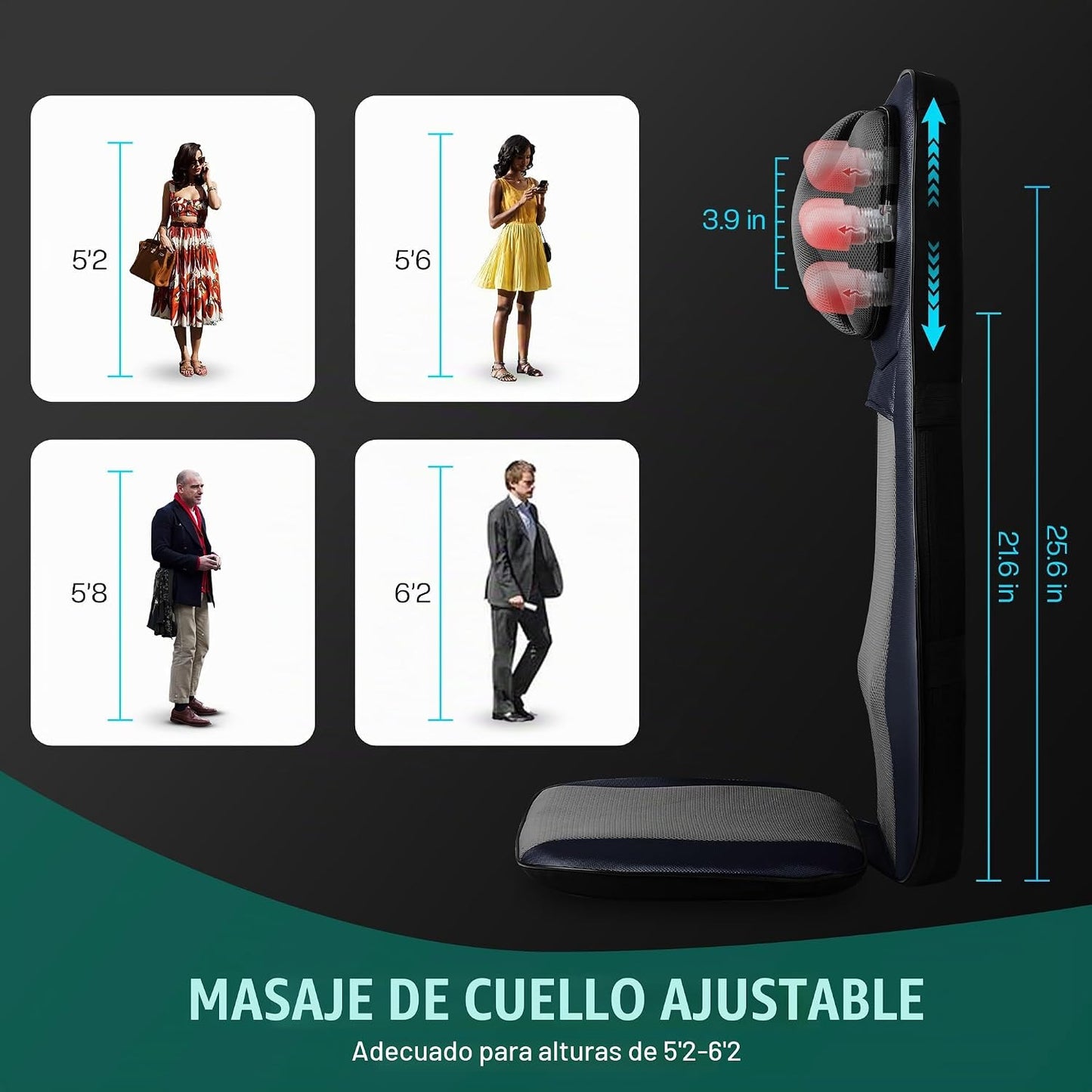 Snailax Shiatsu - Masajeador de cuello y espalda con calor, almohad...