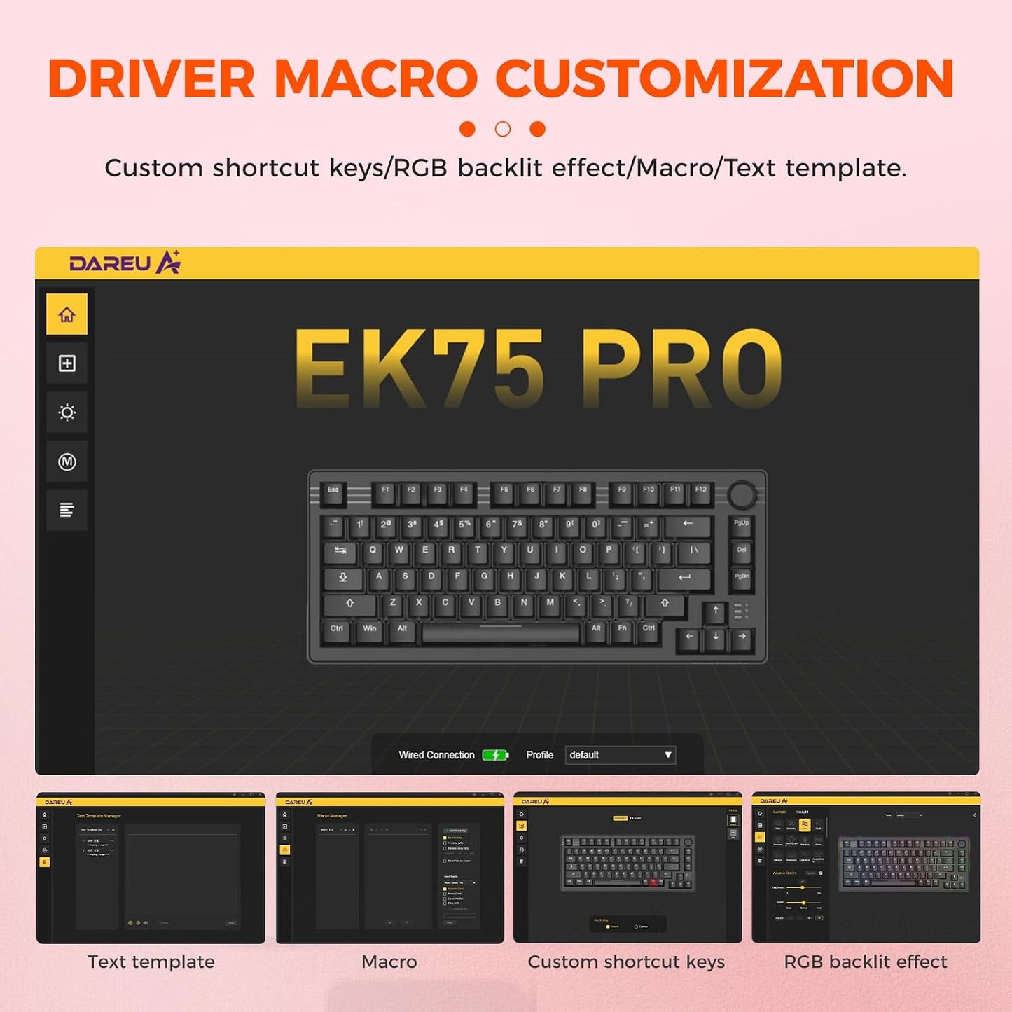 DAREU EK75PRO Sakura Rosa Teclado mecánico inalámbrico para juegos,...
