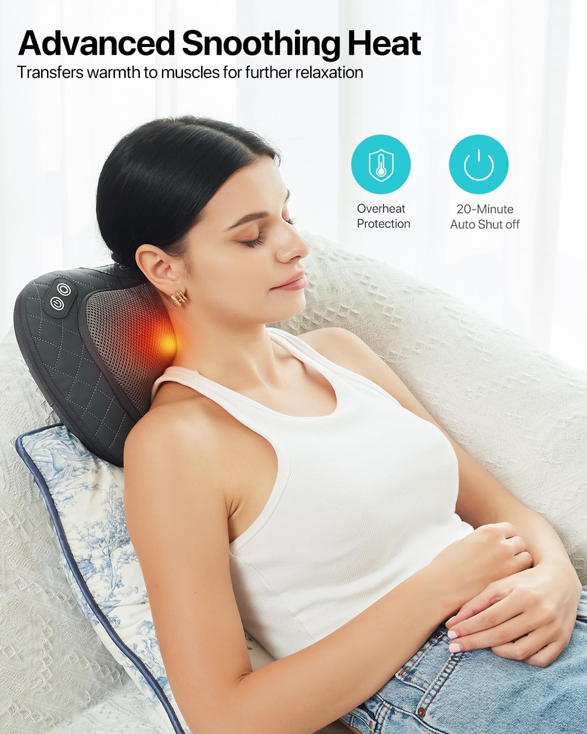 ALLJOY Masajeador Shiatsu inalámbrico de cuello y espalda con calor...
