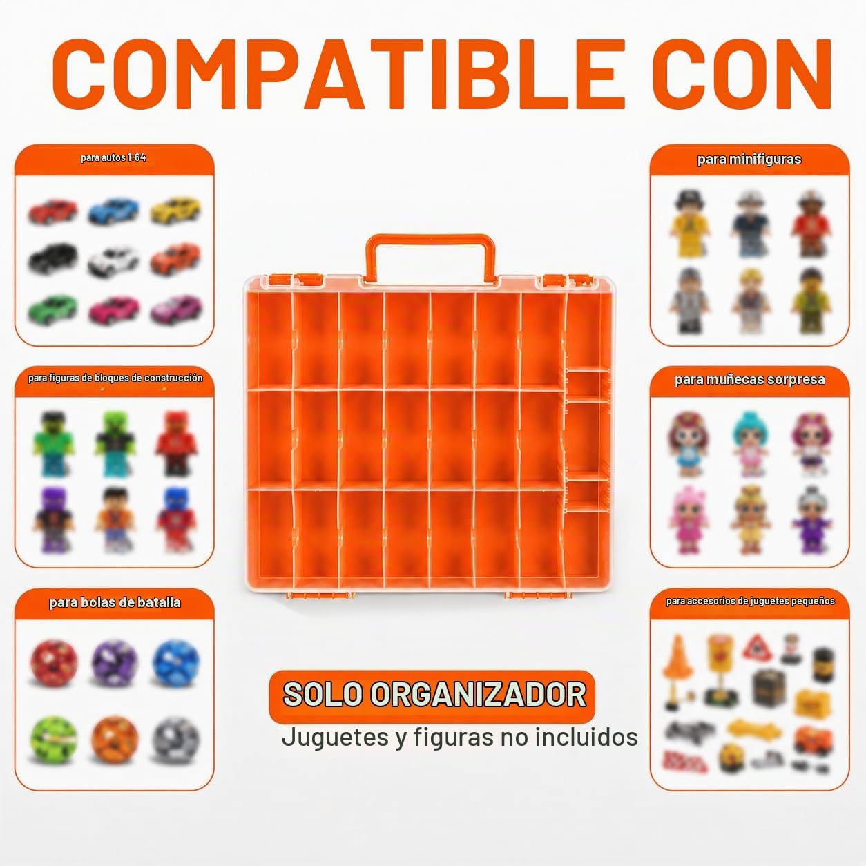 Estuche organizador de almacenamiento de juguetes compatible con au...
