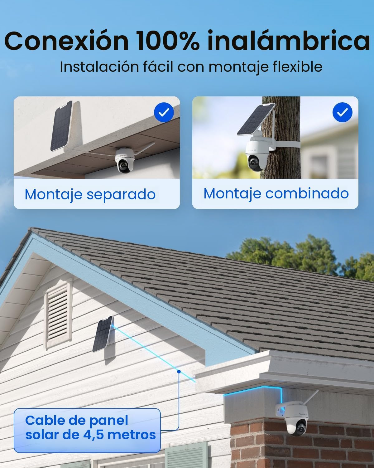 REOLINK Argus PT Ultra First 4K Cámaras de seguridad solar inalámbr...