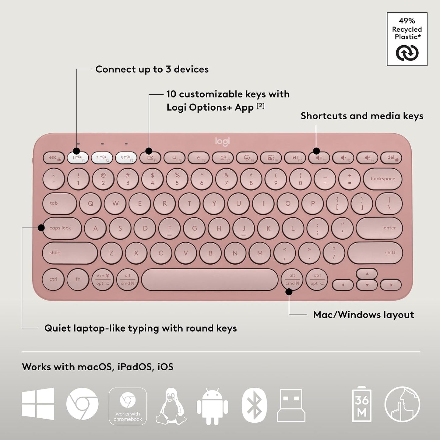 Logitech Pebble 2 Combo de teclado y mouse inalámbricos silenciosos...