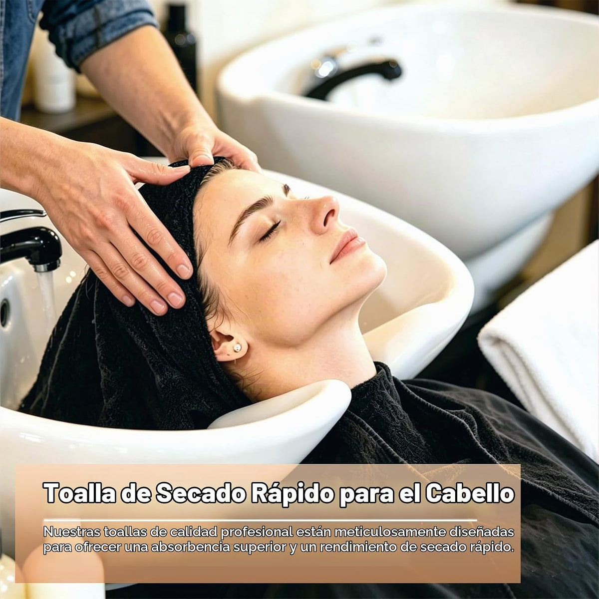 Puomue Toallas de Salón Negras, Toalla de Cabello de Microfibra Súp...