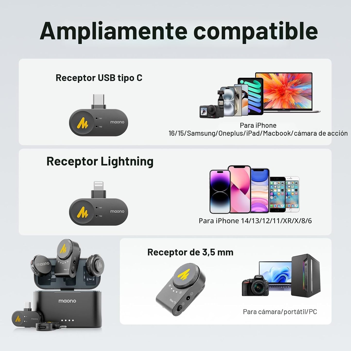 MAONO Micrófono Lavalier inalámbrico para iPhone\/Android\/cámara\/...