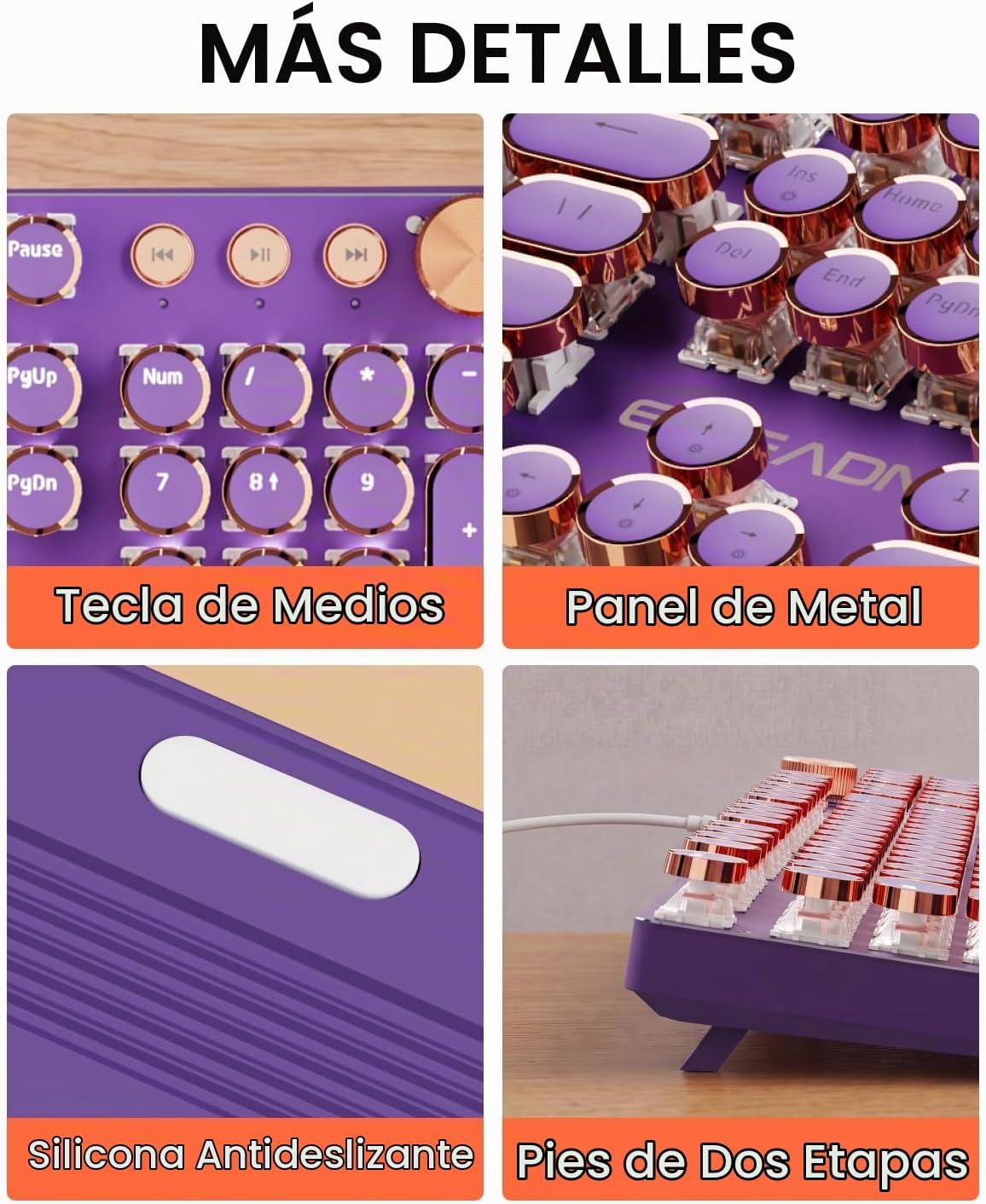 SEUNKWANG Combo de teclado y mouse con máquina de escribir con cabl...