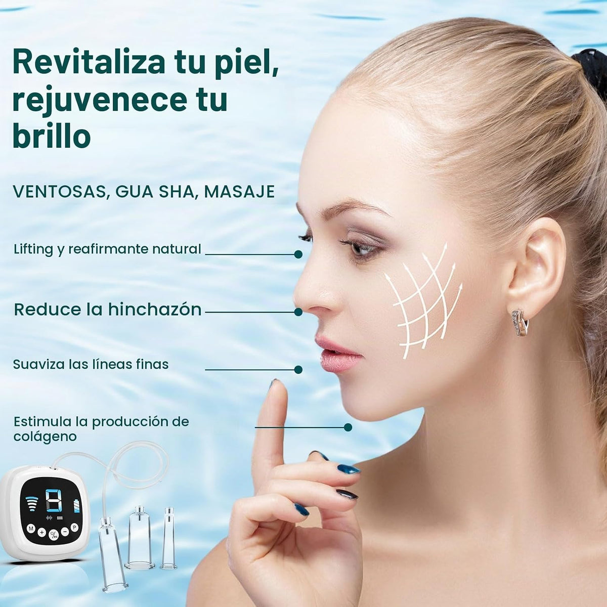 Juego de ventosas faciales eléctricas para cara con doble taza y us...