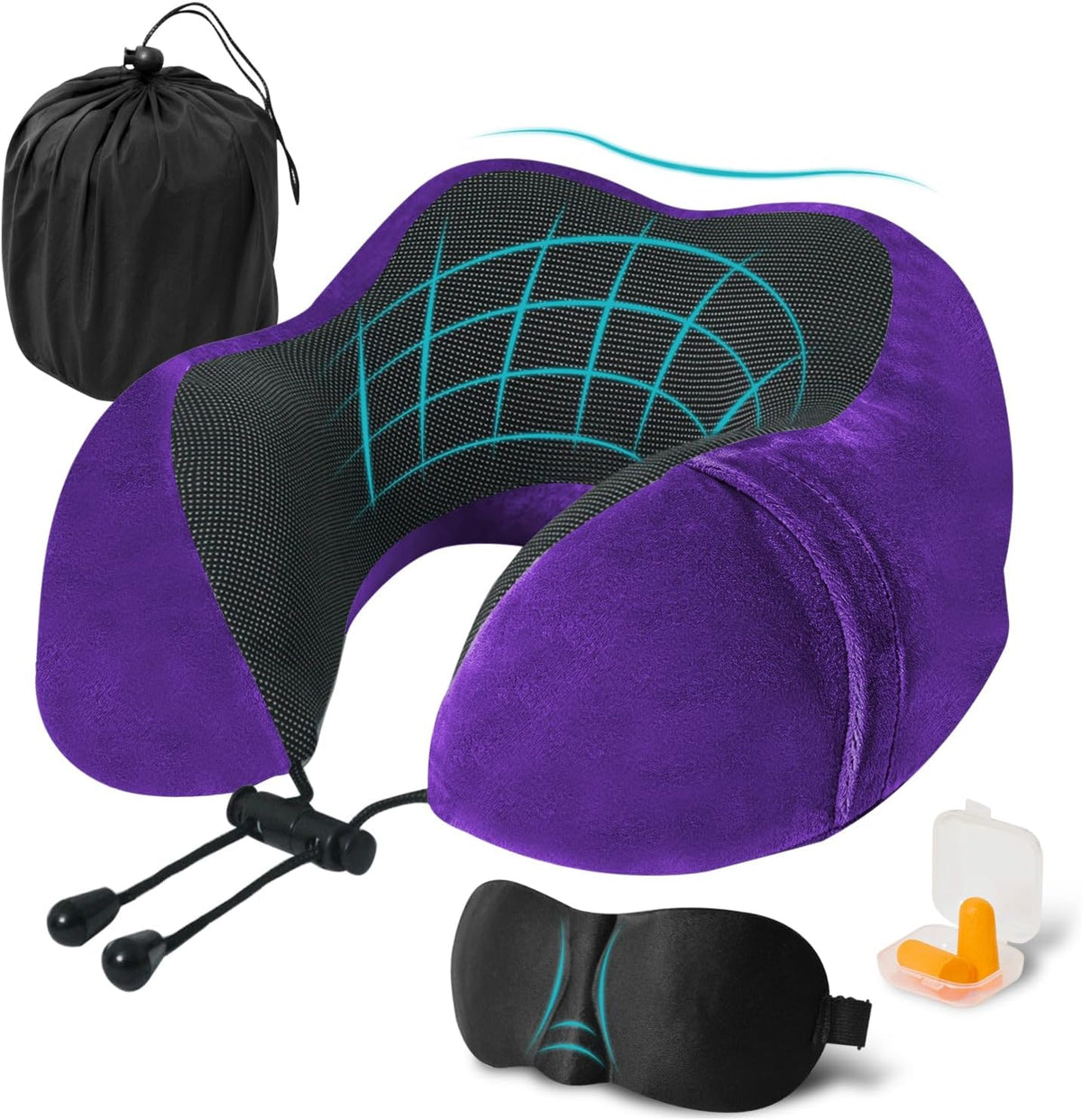 Elvodosia Almohada de viaje, almohada de cuello de espuma viscoelás...