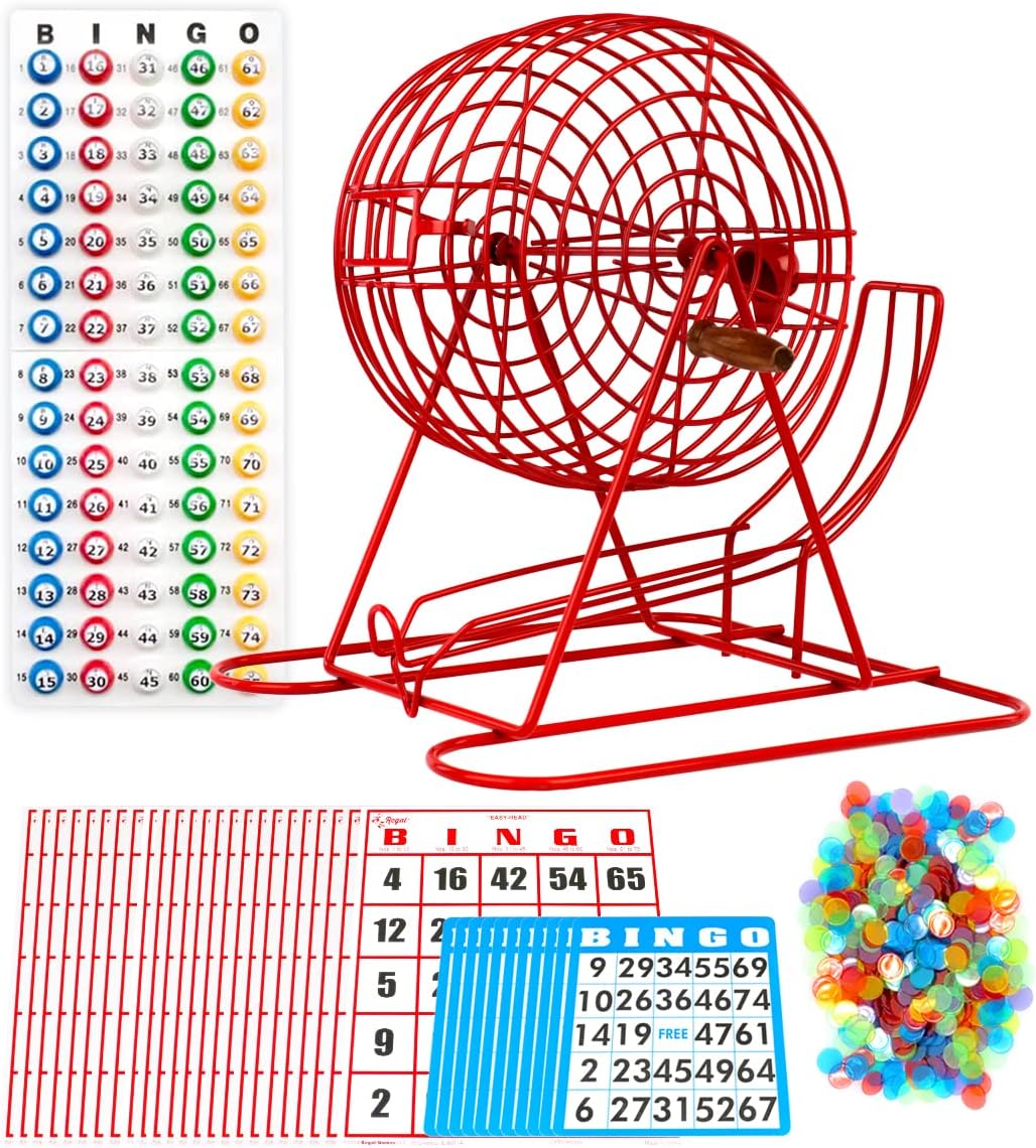 Regal Bingo - Juego de Bingo Profesional con Jaula de Rueda de 11 P...