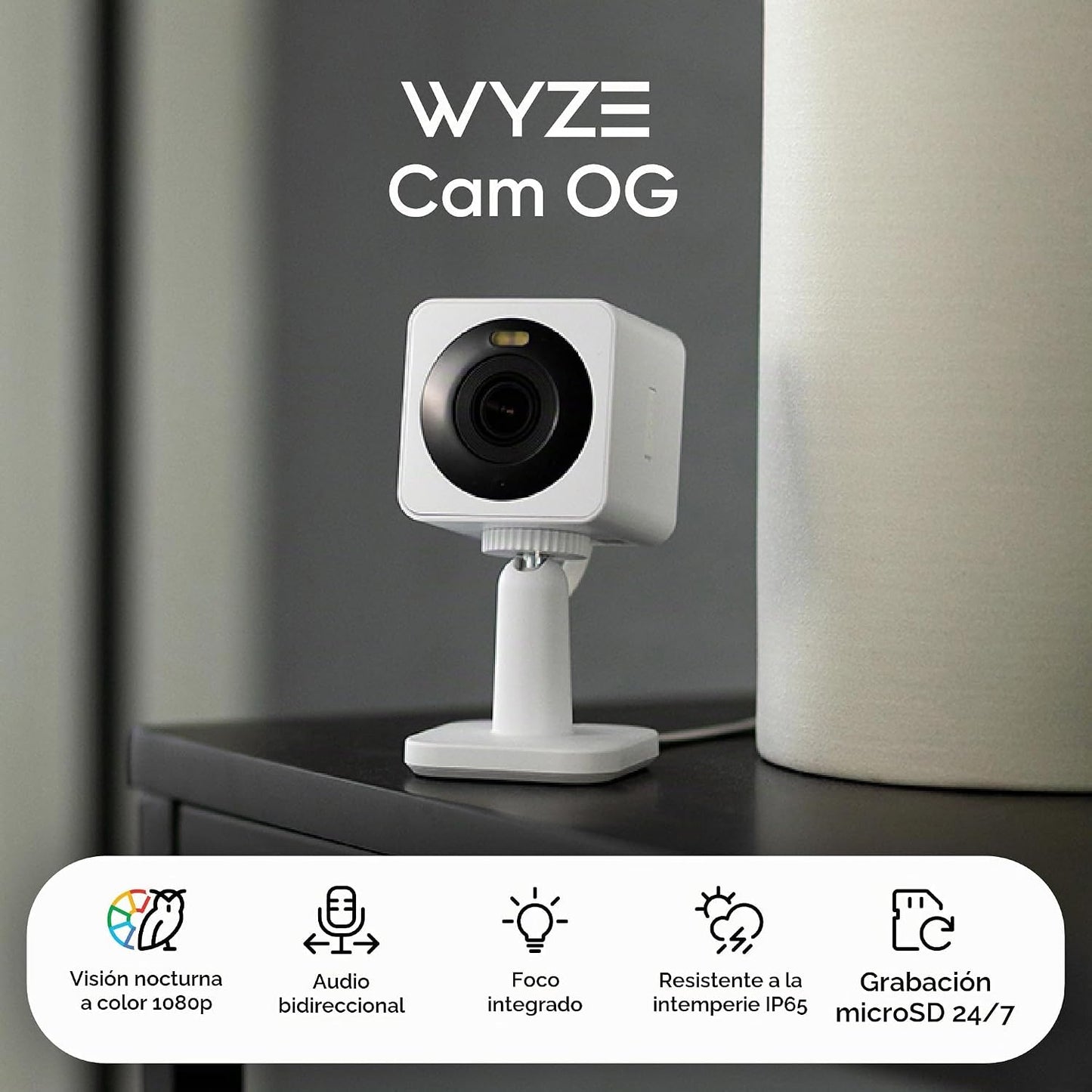 Wyze Cam OG Cámara de seguridad inteligente para el hogar con Wi-Fi...