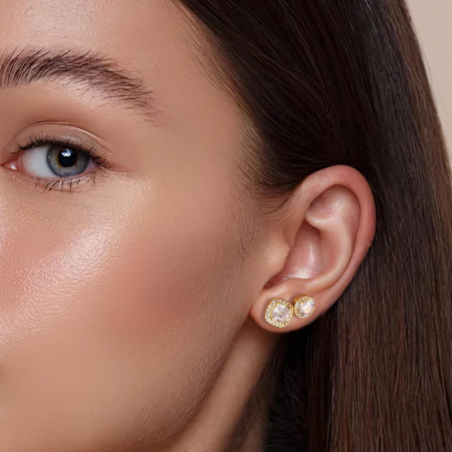 ALEXCRAFT Aretes de tuerca de plata de ley para mujeres y niñas, ci...
