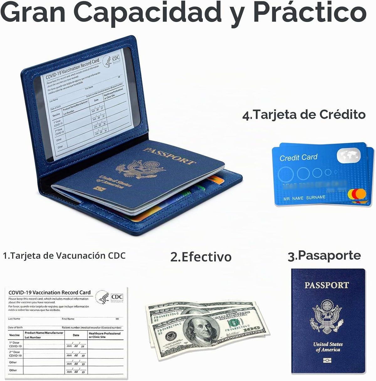 Funda para pasaporte con bloqueo RFID de piel, cartera con ranura p...