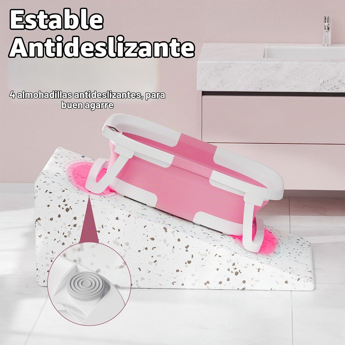 iBabyMax Bañera plegable para bebés con termómetro, 0-36 meses, ros...