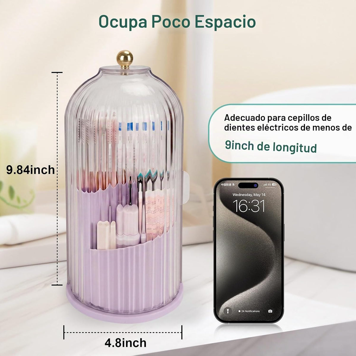 QIYVLOS Portacepillos de dientes con tapa deslizante, organizador g...