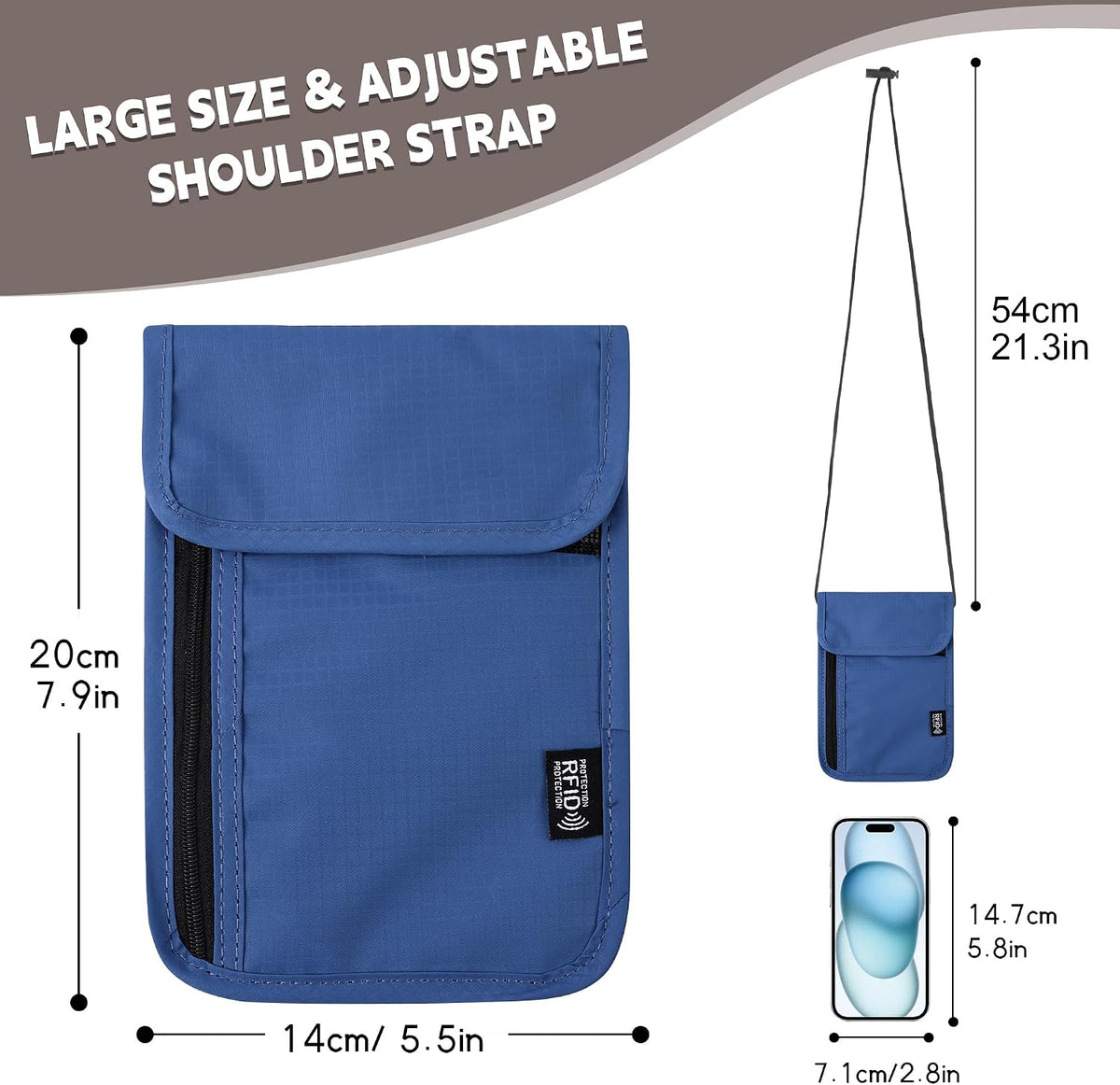 Likesing Cartera de viaje con cuello de viaje de 5.5 pulgadas de la...