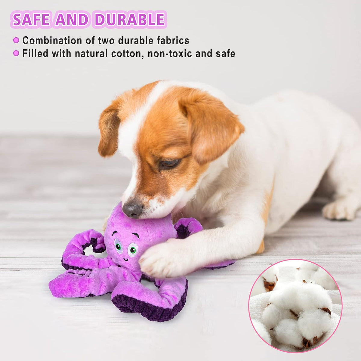 Juguetes chirriantes para perros, pulpo, juguetes de felpa resisten...