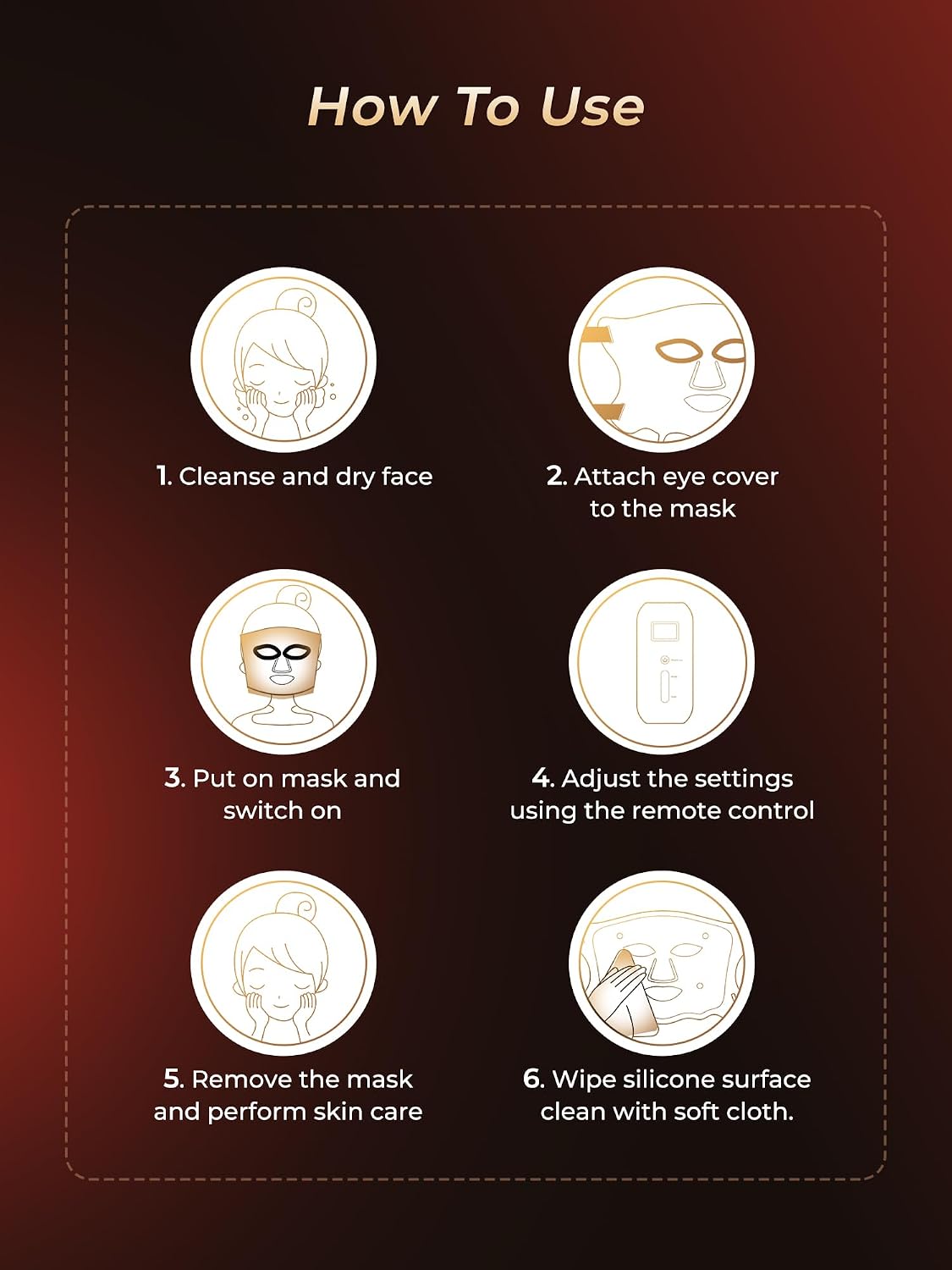 Terapia de luz roja 7 en 1 para cara y cuello, máscara de terapia d...