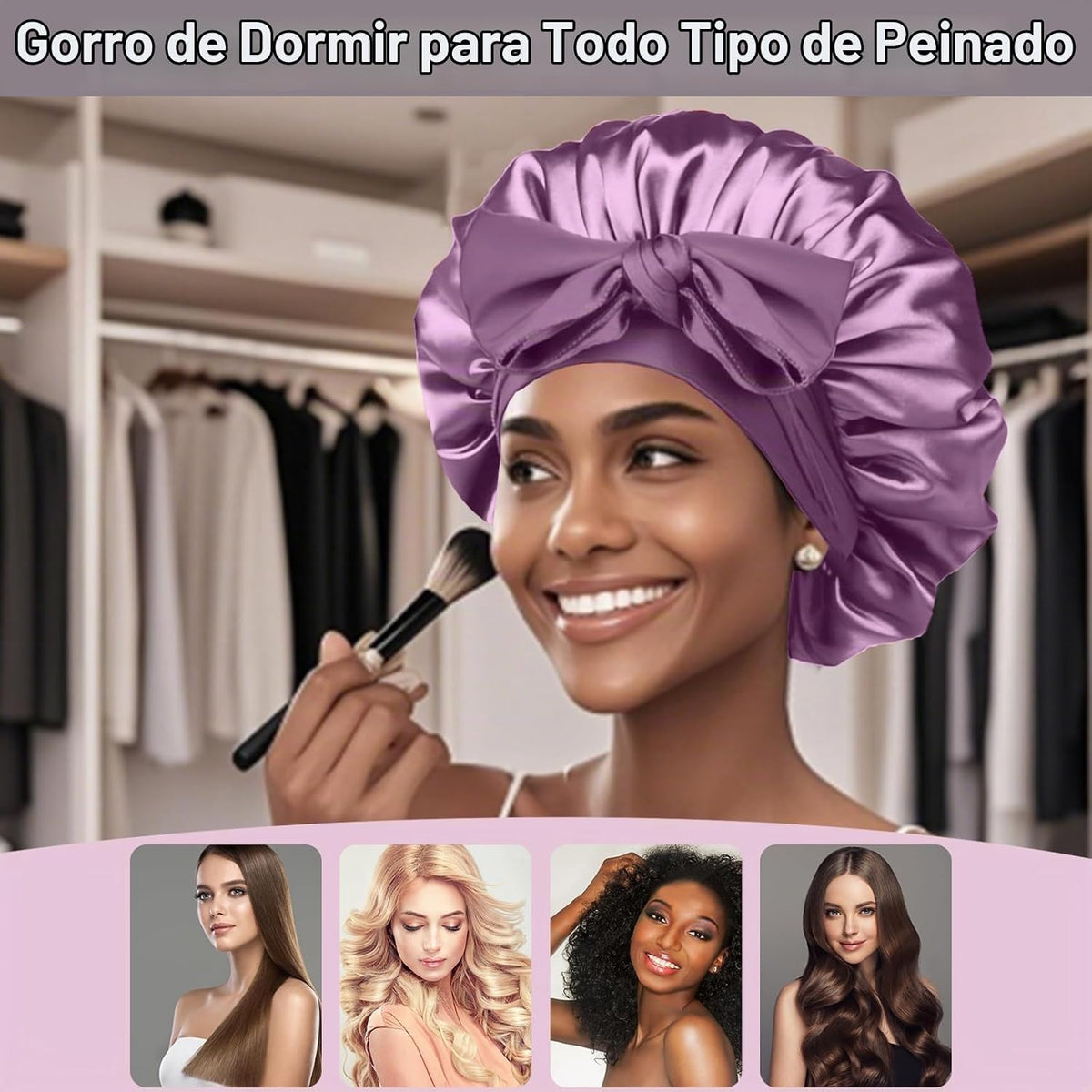 2 piezas de gorro de seda satinada para dormir para mujeres, gorro...