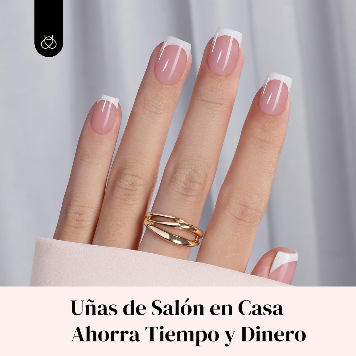 Beetles - Kit de uñas postizas a presión con punta francesa, cuadra...