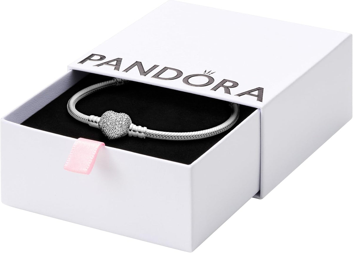 Pulsera de cadena de serpiente con cierre de corazón brillante de P...